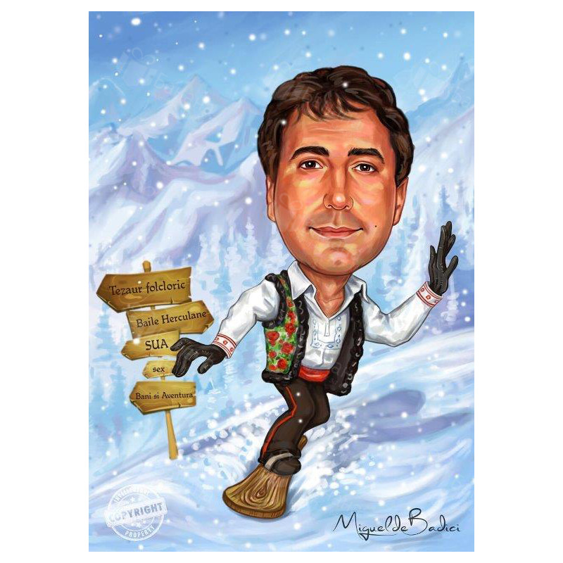 Зимна карикатура на сноуборд