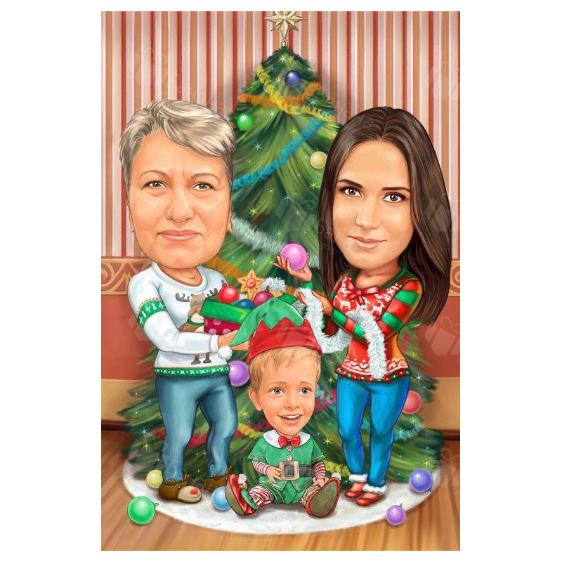 Коледна карикатура с деца