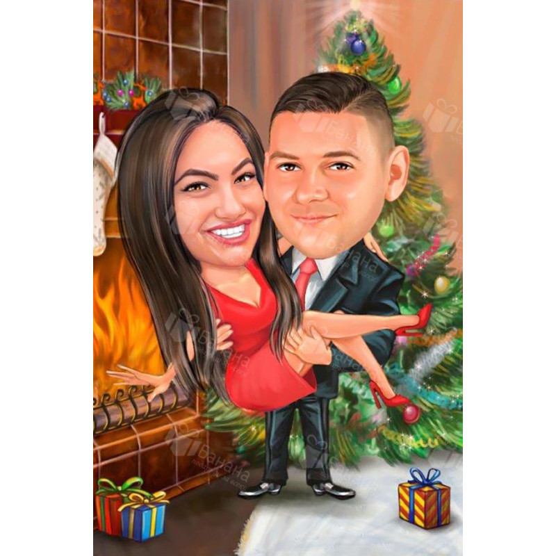 Зимна карикатура за влюбени