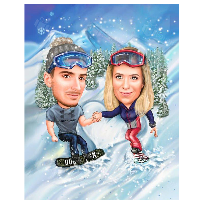 Зимна карикатура за влюбени