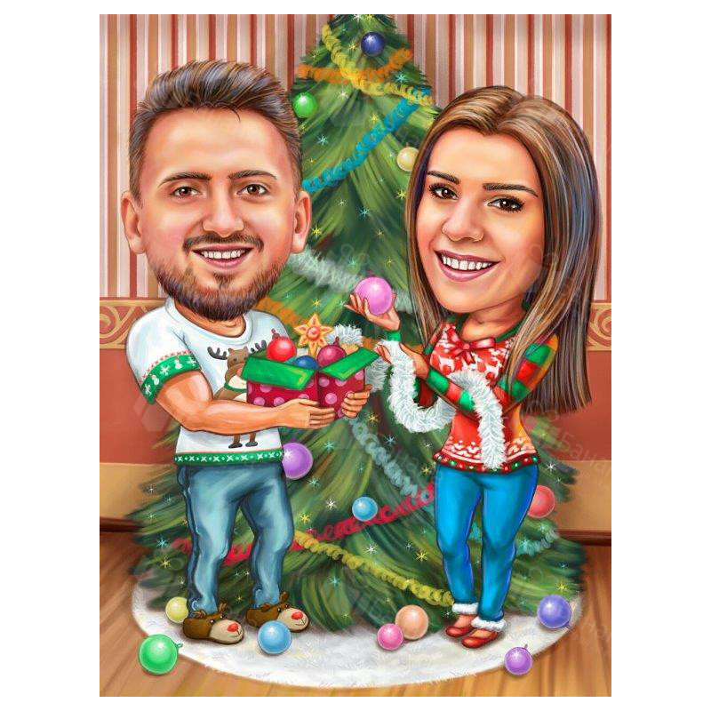 Зимна карикатура за влюбени