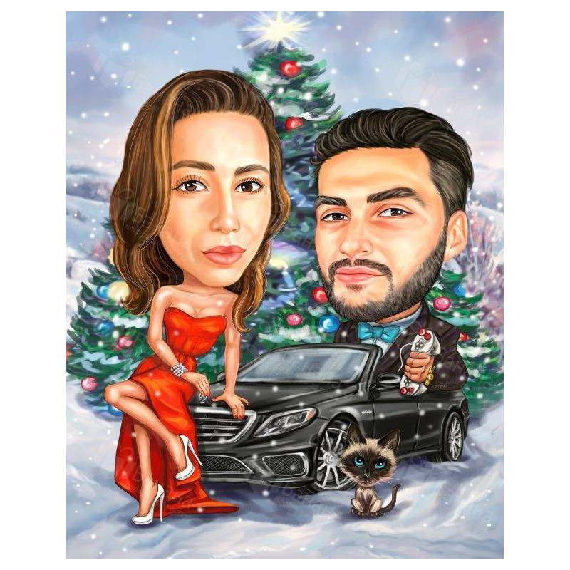 Зимна карикатура за влюбени