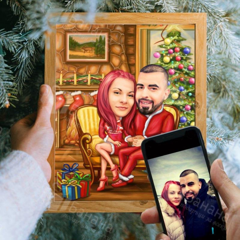 Зимна карикатура за влюбени