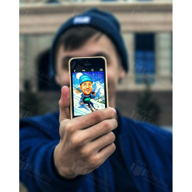 Зимна карикатура на сноуборд