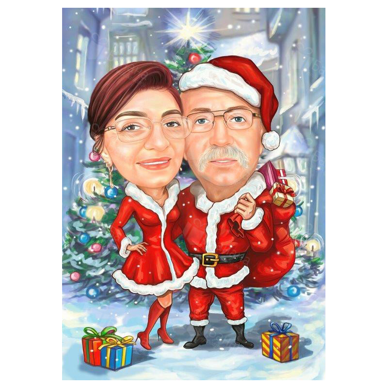 Зимна карикатура за влюбени