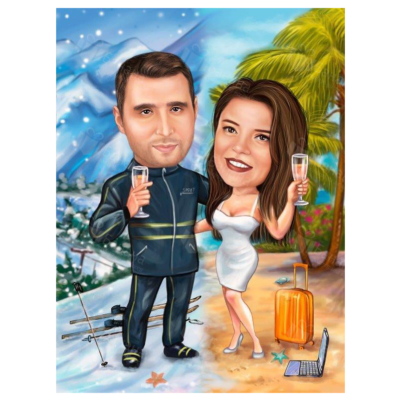 Зимна карикатура за влюбени