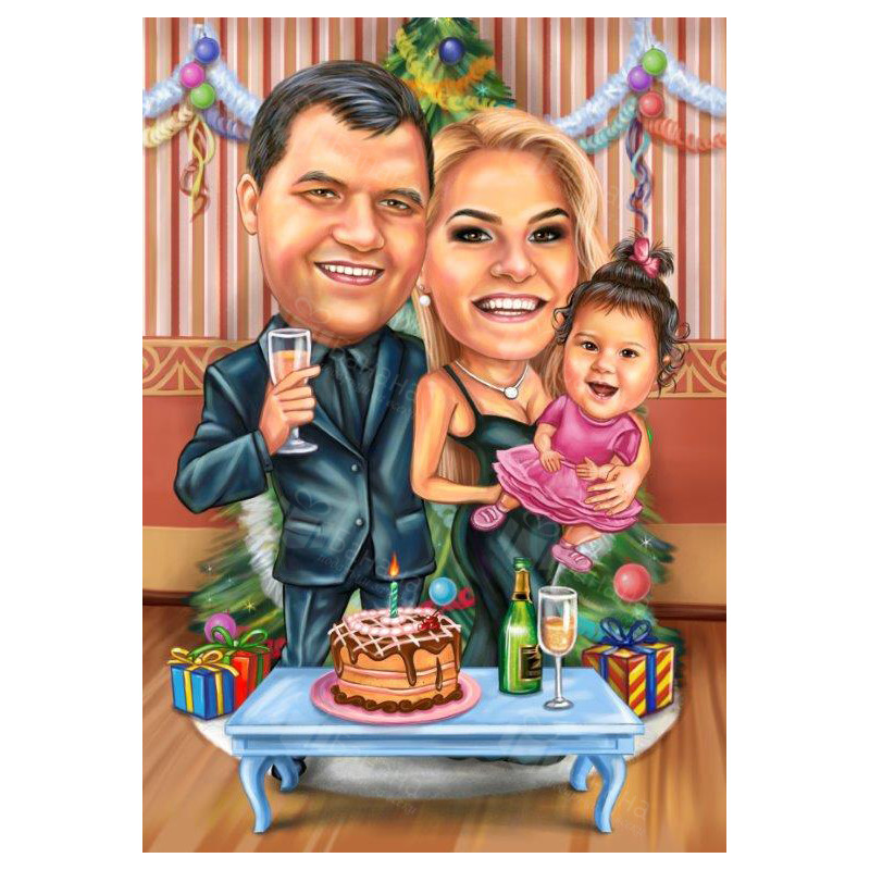 Семейна Коледна карикатура