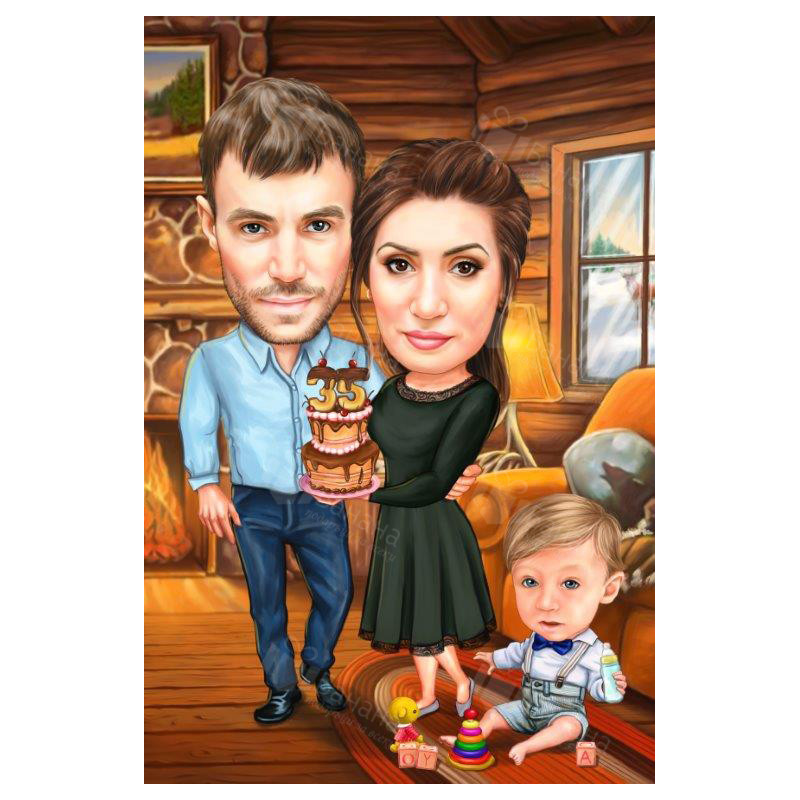 Семейна Коледна карикатура