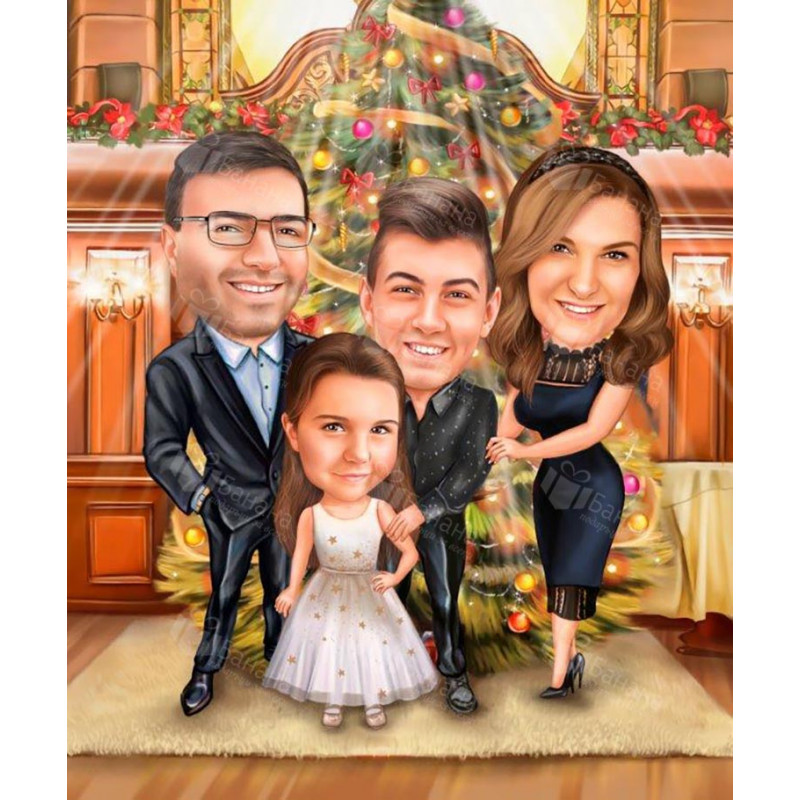 Семейна Коледна карикатура