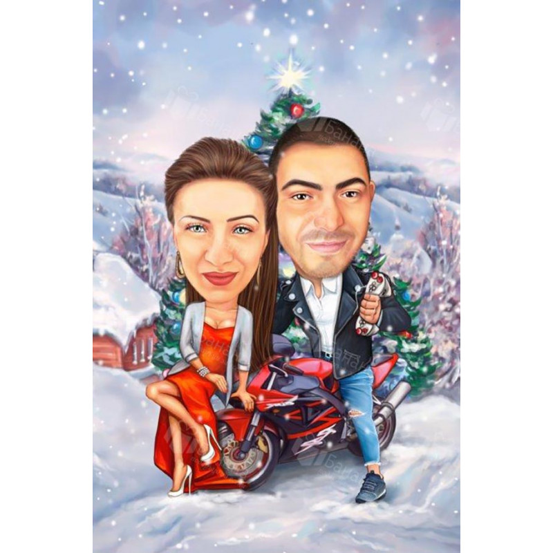 Зимна карикатура за влюбени