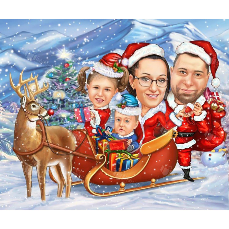 Карикатура с коледен сюжет