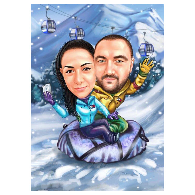 Зимна карикатура на сноуборд