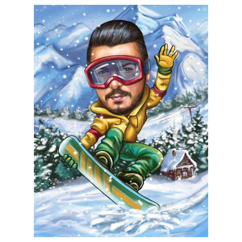 Зимна карикатура на ски