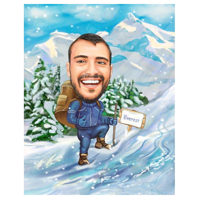 Зимна карикатура на ски