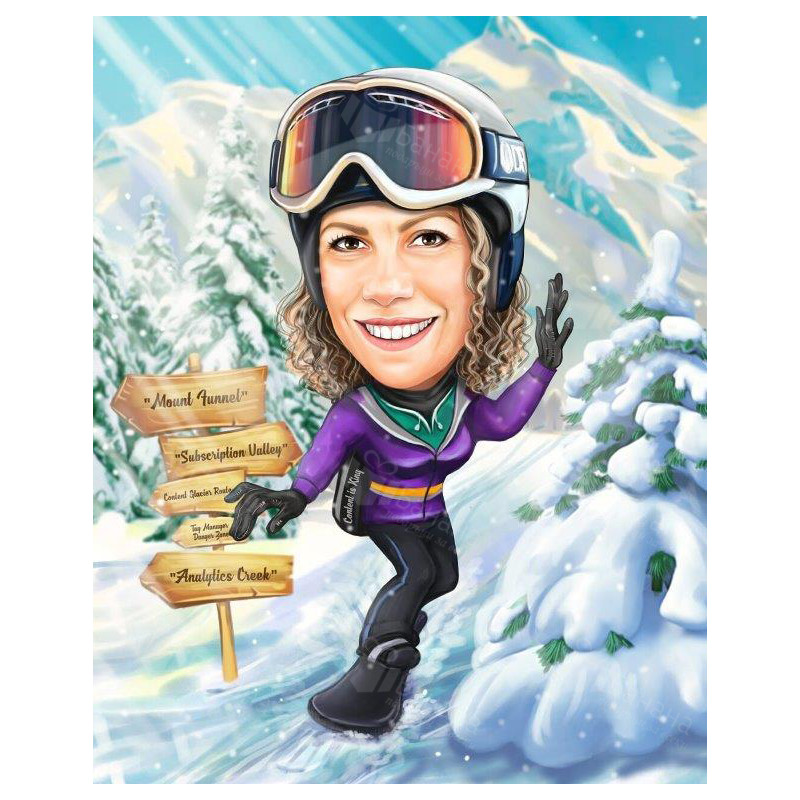 Зимна карикатура на ски