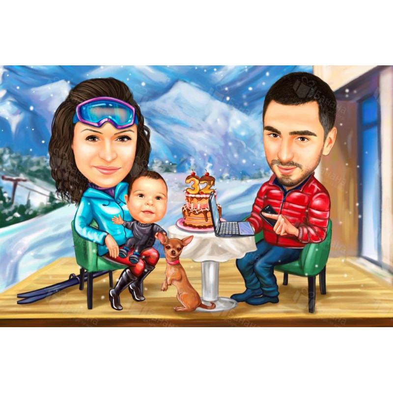 Коледна карикатура с деца