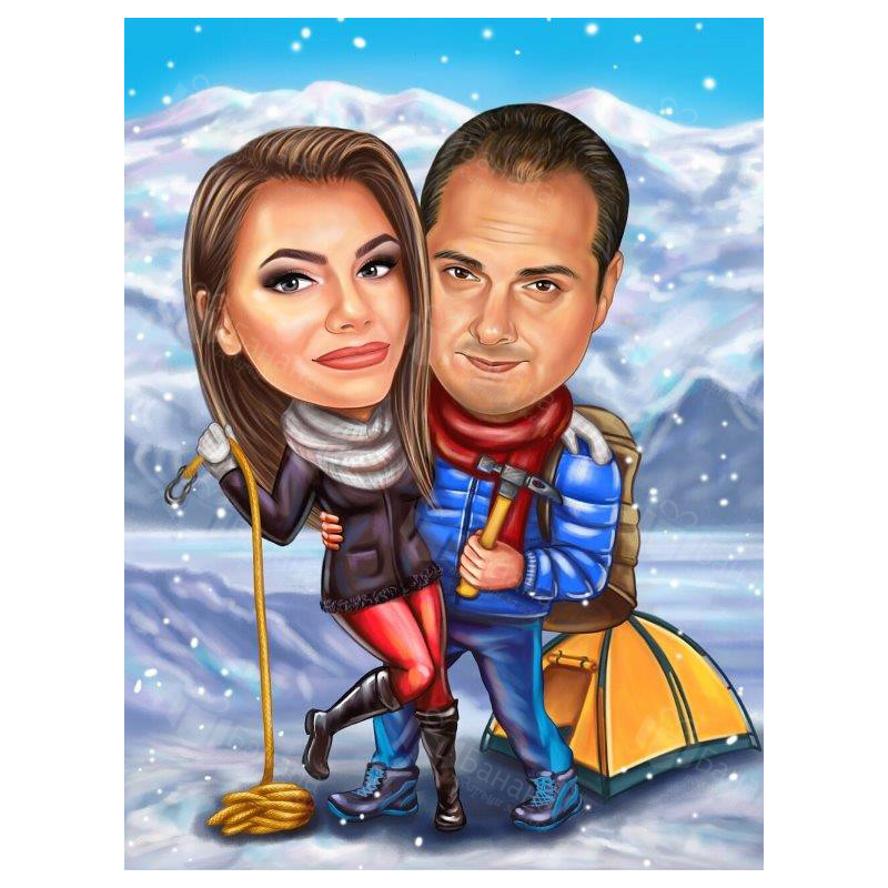 Зимна карикатура за влюбени