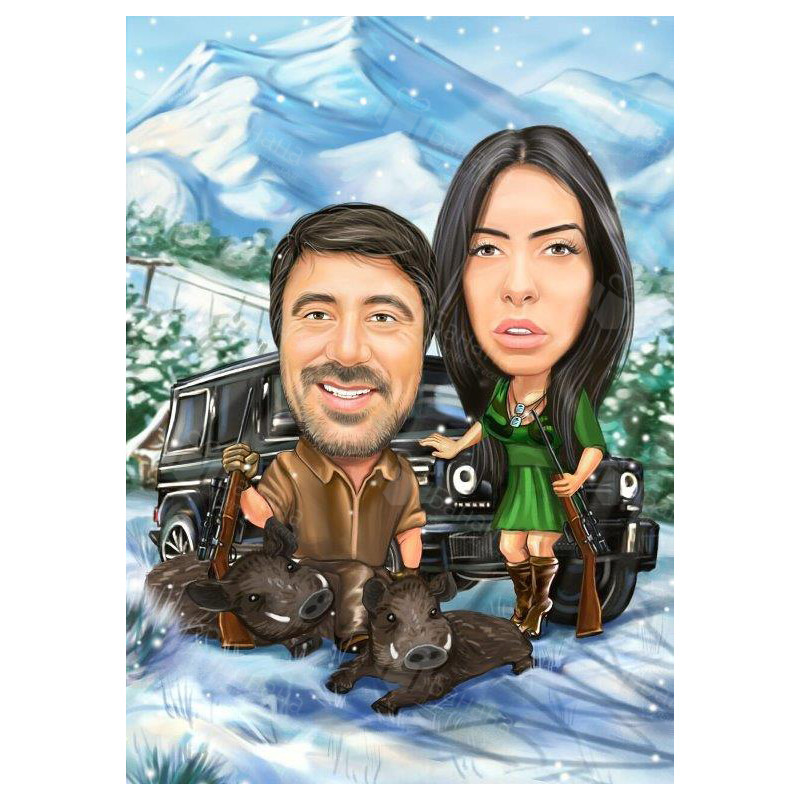 Зимна карикатура за влюбени