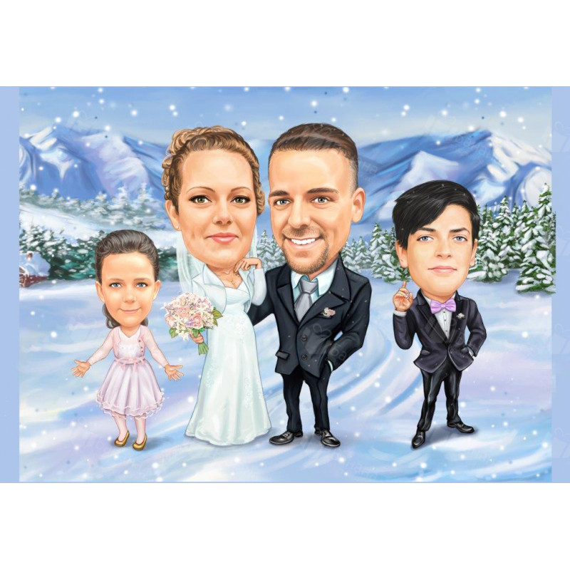 Семейна карикатура за Коледа