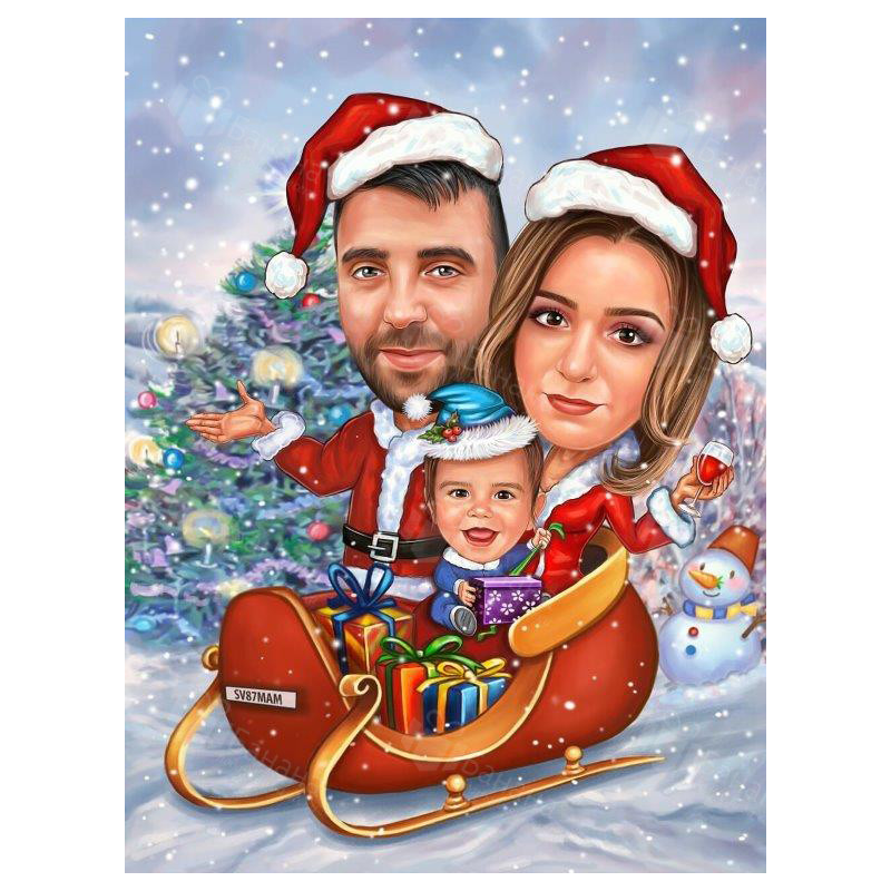 Семейна карикатура за Коледа