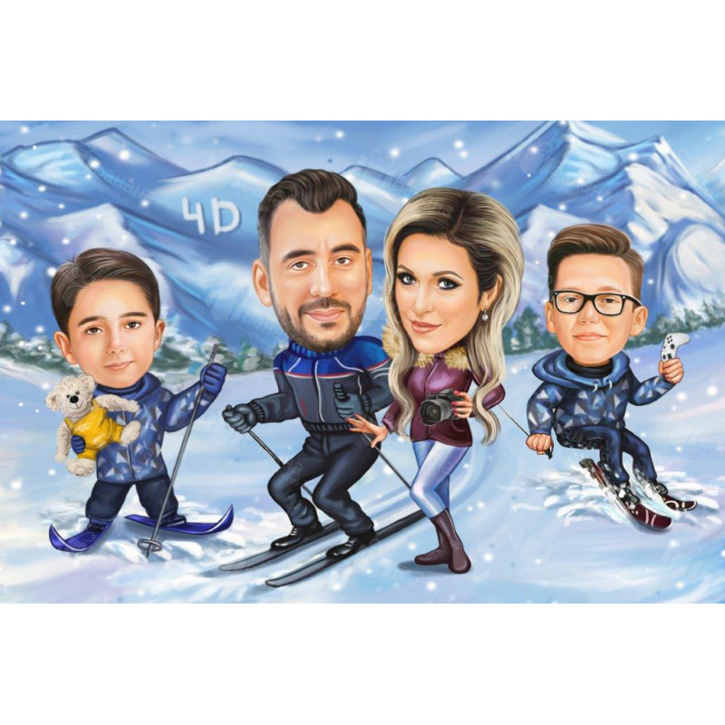 Семейна карикатура за Коледа