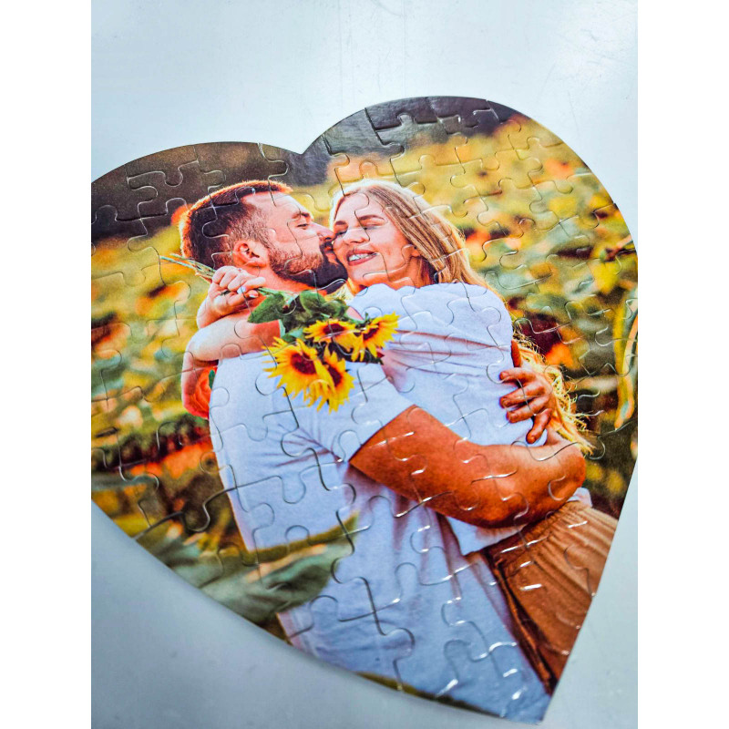 Пъзел сърце със снимка текстилен