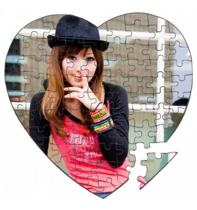 Пъзел сърце със снимка текстилен