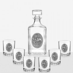 Сет бутилка кораб + 6чаши...