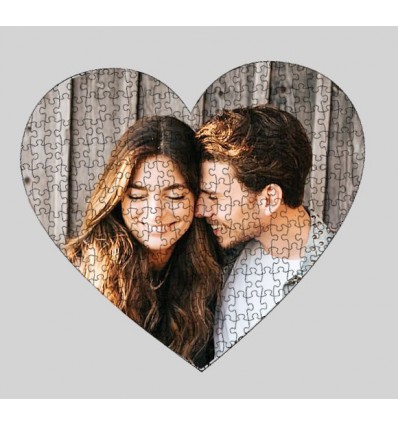 Пъзел сърце със снимка текстилен