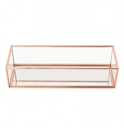 Стъклена кутия за бижута бяло розово злато