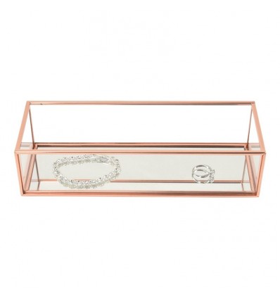 Стъклена кутия за бижута бяло розово злато