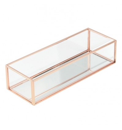 Стъклена кутия за бижута бяло розово злато
