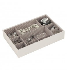 Голяма дълбока кутия за бижута 11 секции ванилия мока