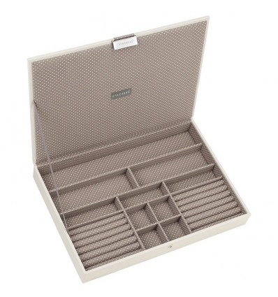 Голяма кутия за бижута с капак ванилия мока