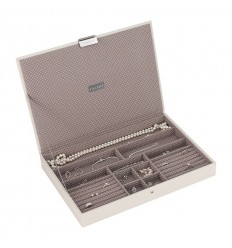 Голяма кутия за бижута с капак ванилия мока