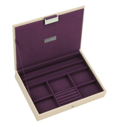 Кутия за бижута с капак крем лилаво