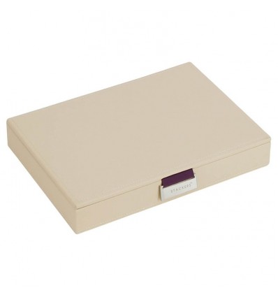 Кутия за бижута с капак крем лилаво