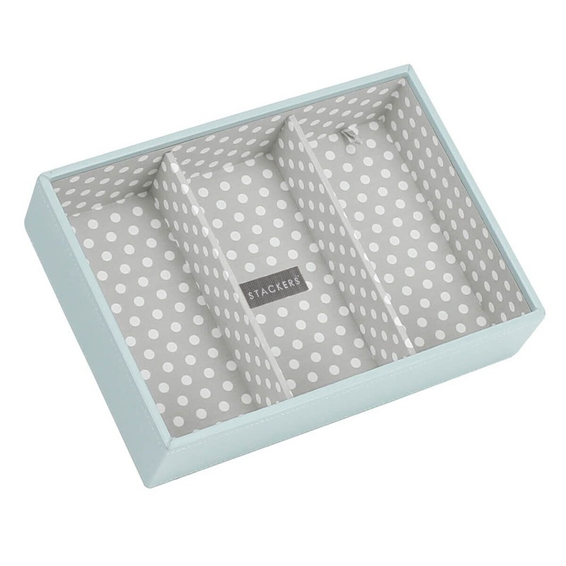 дълбока кутия за бижута 3 секции св.синьо сиво