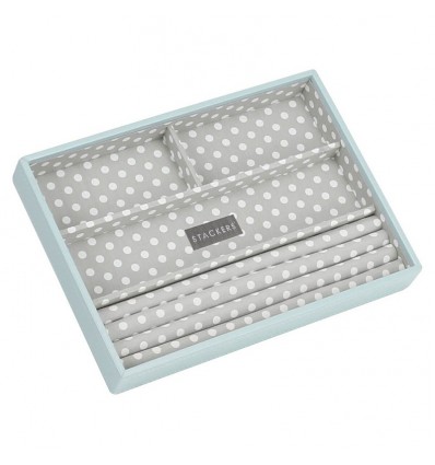 кутия за бижута 4 секции св.синьо сиво