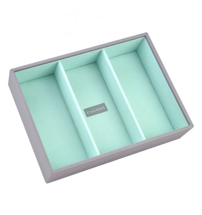 дълбока кутия за бижута 3 секции сиво мента