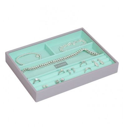 кутия за бижута 4 секции сиво мента