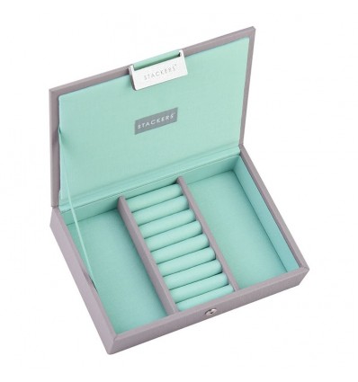 мини кутия за бижута с капак сиво мента