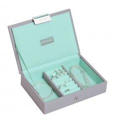 мини кутия за бижута с капак сиво мента