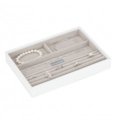 кутия за бижута 4 секции бяло сиво