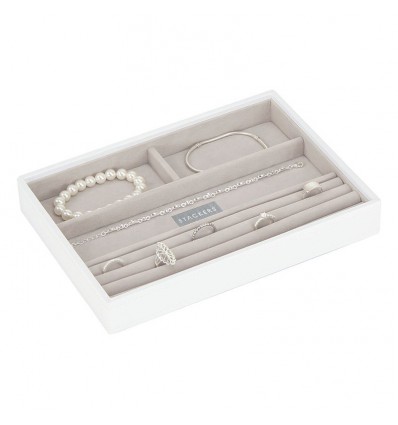 кутия за бижута 4 секции бяло сиво