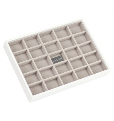 кутия за бижута 25 секции бяло сиво