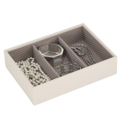дълбока кутия за бижута 3 секции ванилия мока